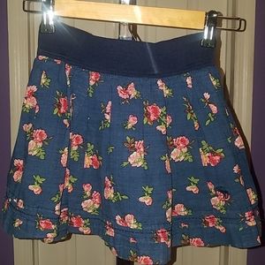 Pink Roses Navy Skirt A&F